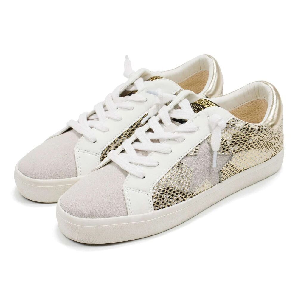 VINTAGE HAVANA Women's "Kate" Gold Snakeskin Pattern Suede Star/Upper 7.5